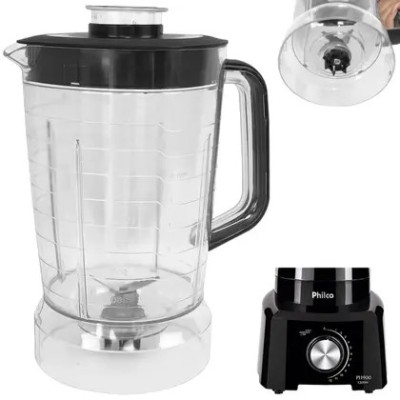 Copo De Liquidificador Philco Ph900 Cristal Tampa Preta - Micromax