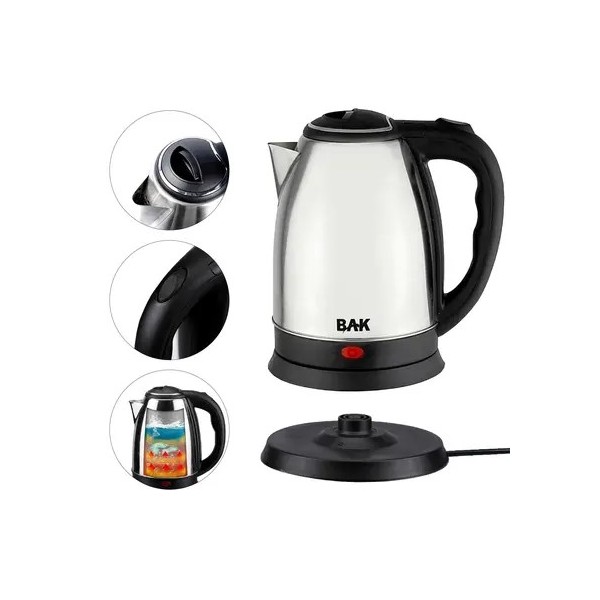 Chaleira Elétrica Com Desligamento Automático Em Aço Inoxidável 1,8 Litros Com Base Giratória Linha Premium - BAK/SKYLINK