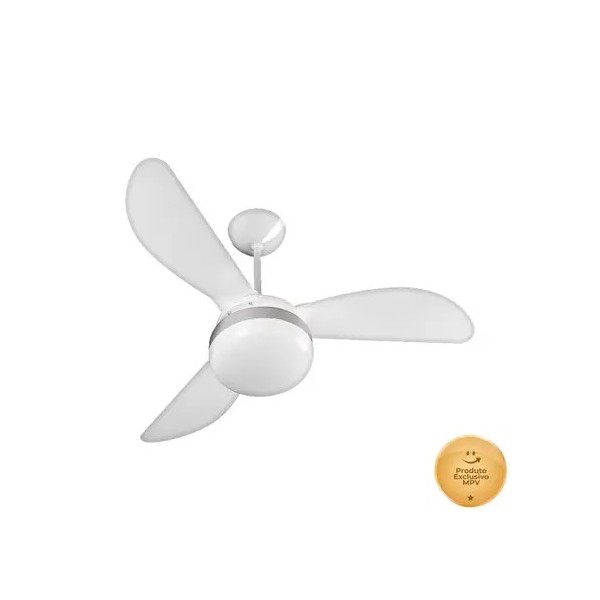 Ventilador de Teto Ventisol Fênix Branco / Silver 3 Pás, 3 Velocidades, CV3 Premium
