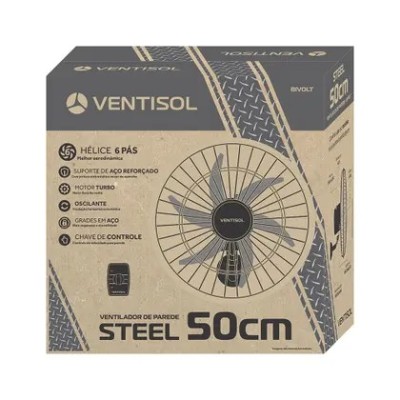 Ventilador De Parede Ventisol 6 Pás Steel 50cm 200w Bivolt