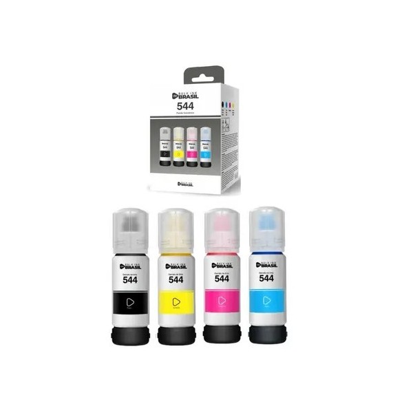 Pack 4 Cores T544 para impressora Epson Epson L3150, L3110, L5190, L3250, L3210, L5290, L5590