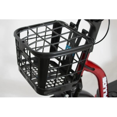 Bicicleta elétrica Bikelete aro 20 scooter 500W farol dianteiro e cesta vermelha