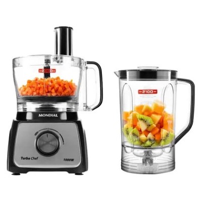 Multiprocessador de Alimentos Mondial Preto - Turbo Chef MPN-01-B 5 Funções 1000W