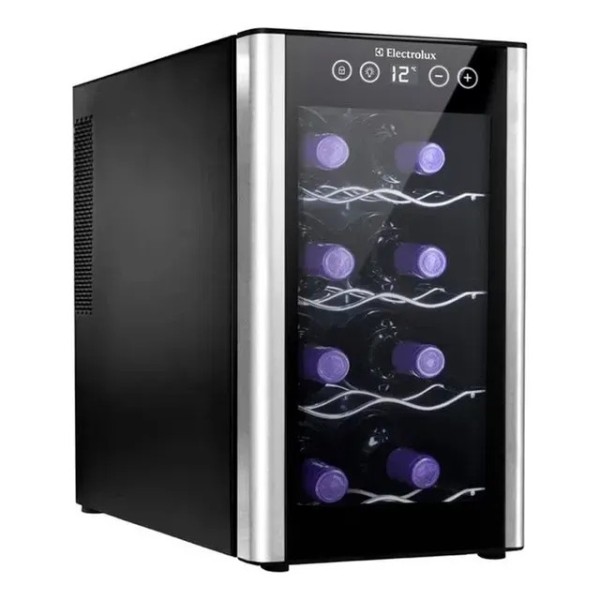 Adega de Vinho Climatizada Electrolux 8 garrafas Uma Porta Acabamento em Alumínio (ACB08)